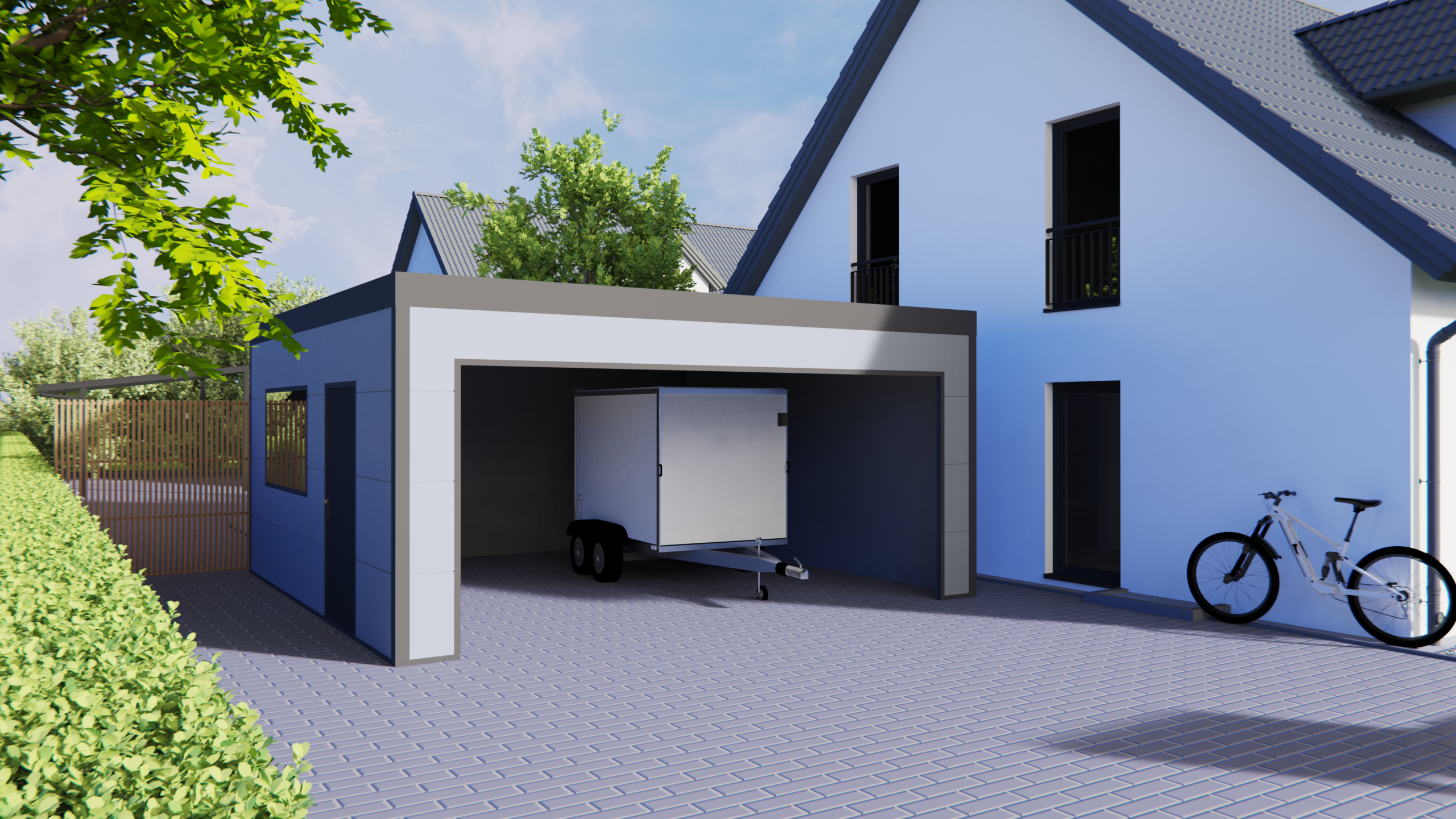 Moderner Flachdach Carport aus Aluminium