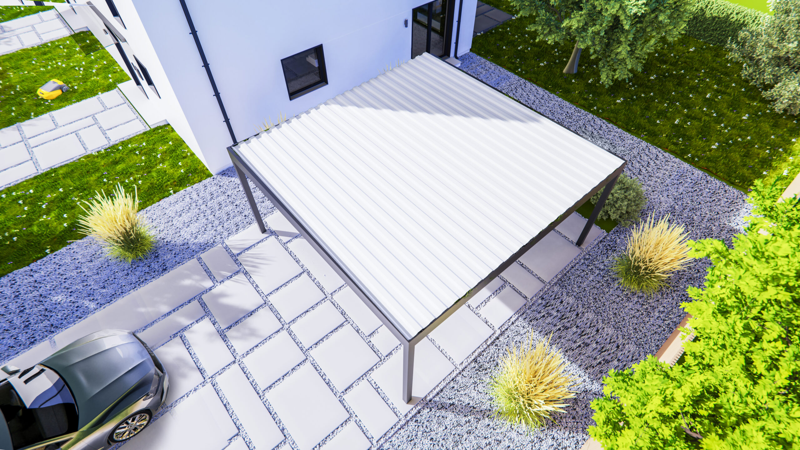 Aluminium Carport Flachdach von oben