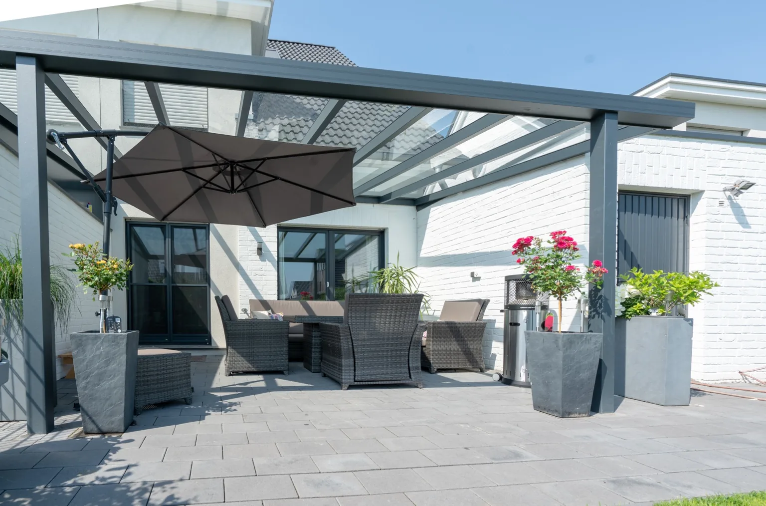 Terrassenüberdachung mit Glasdach in Homburg im Saarland